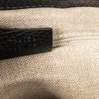 Shoulder Bag Convertible Zip Tote Black Grained Calfskin Leather