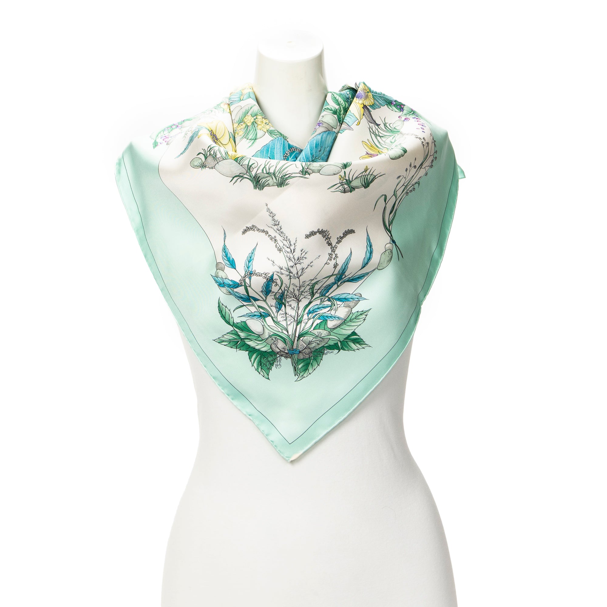 Scarf Scarf Light Green 100% Twill Silk