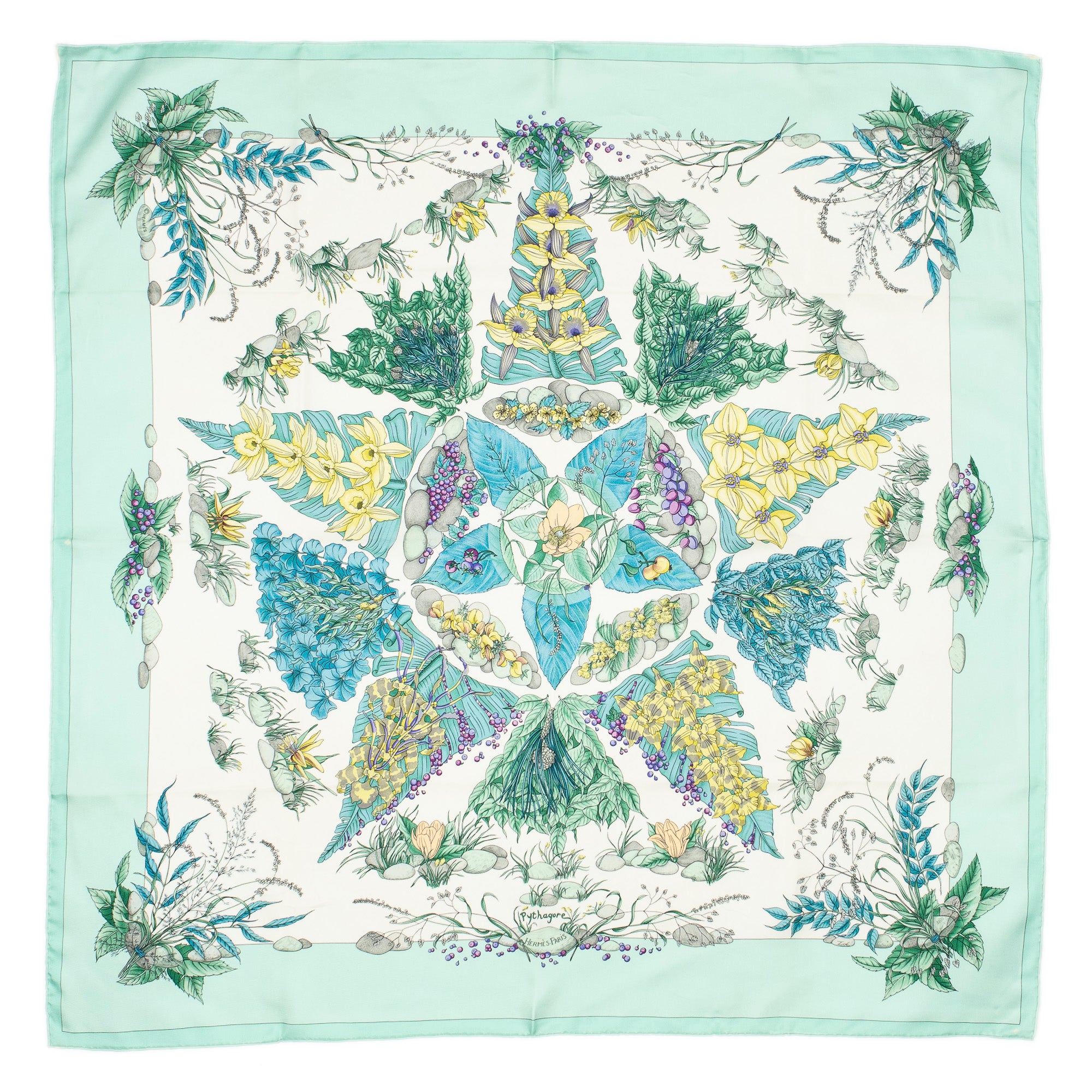 Scarf Scarf Light Green 100% Twill Silk