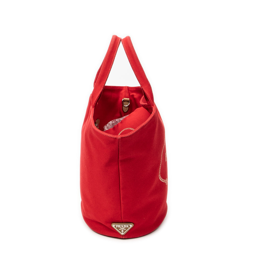 Shoulder Bag Large Canapa Bucket Tote Red Canapa Canvas