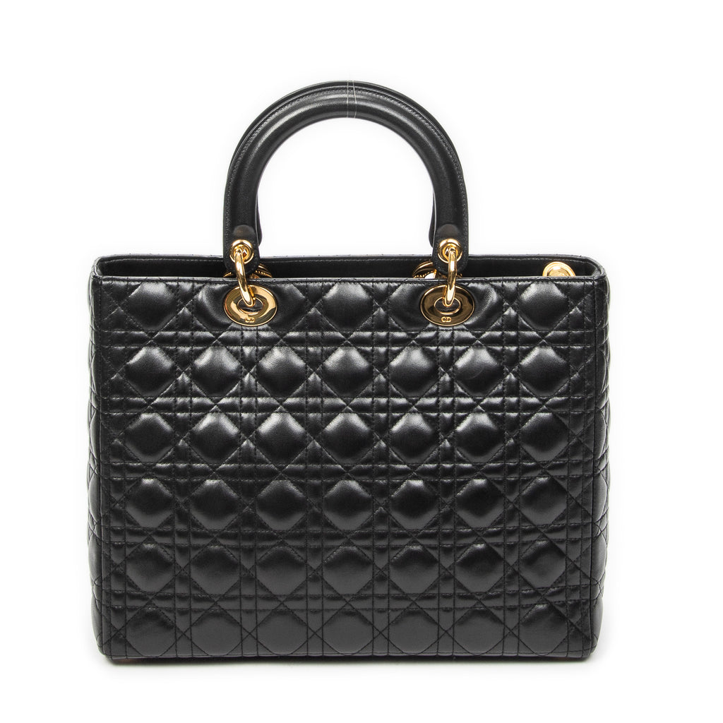Shoulder Bag Large Lady Dior Zip Black Cannage Lambskin Leather