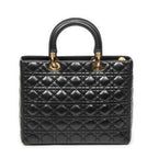 Shoulder Bag Large Lady Dior Zip Black Cannage Lambskin Leather