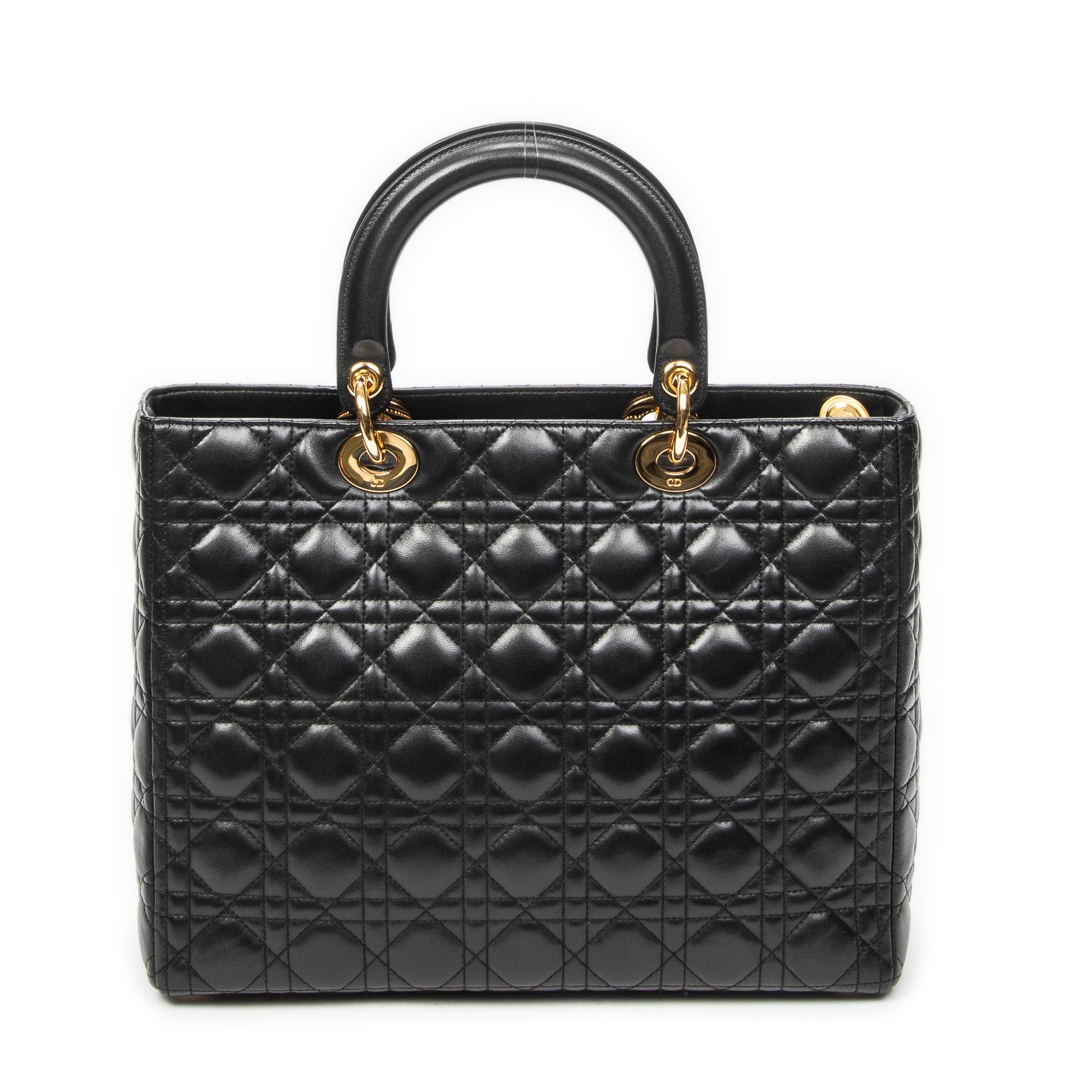 Shoulder Bag Large Lady Dior Zip Black Cannage Lambskin Leather