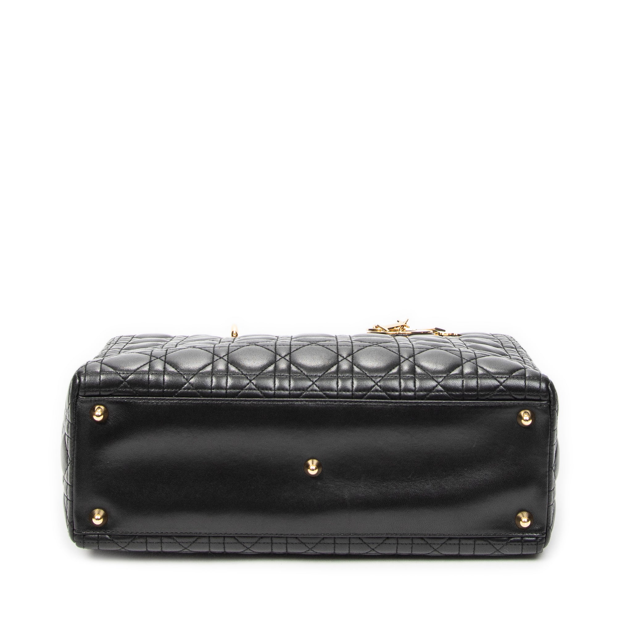 Shoulder Bag Large Lady Dior Zip Black Cannage Lambskin Leather