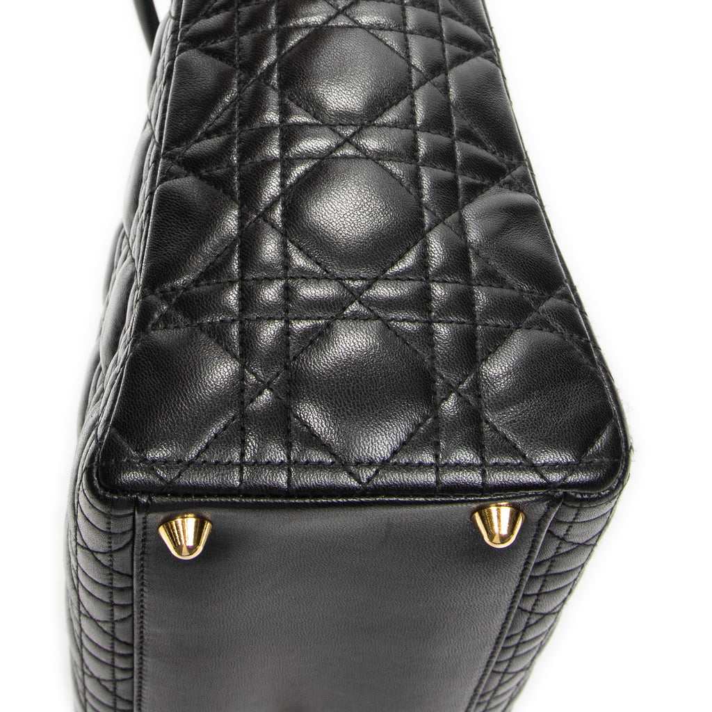 Shoulder Bag Large Lady Dior Zip Black Cannage Lambskin Leather