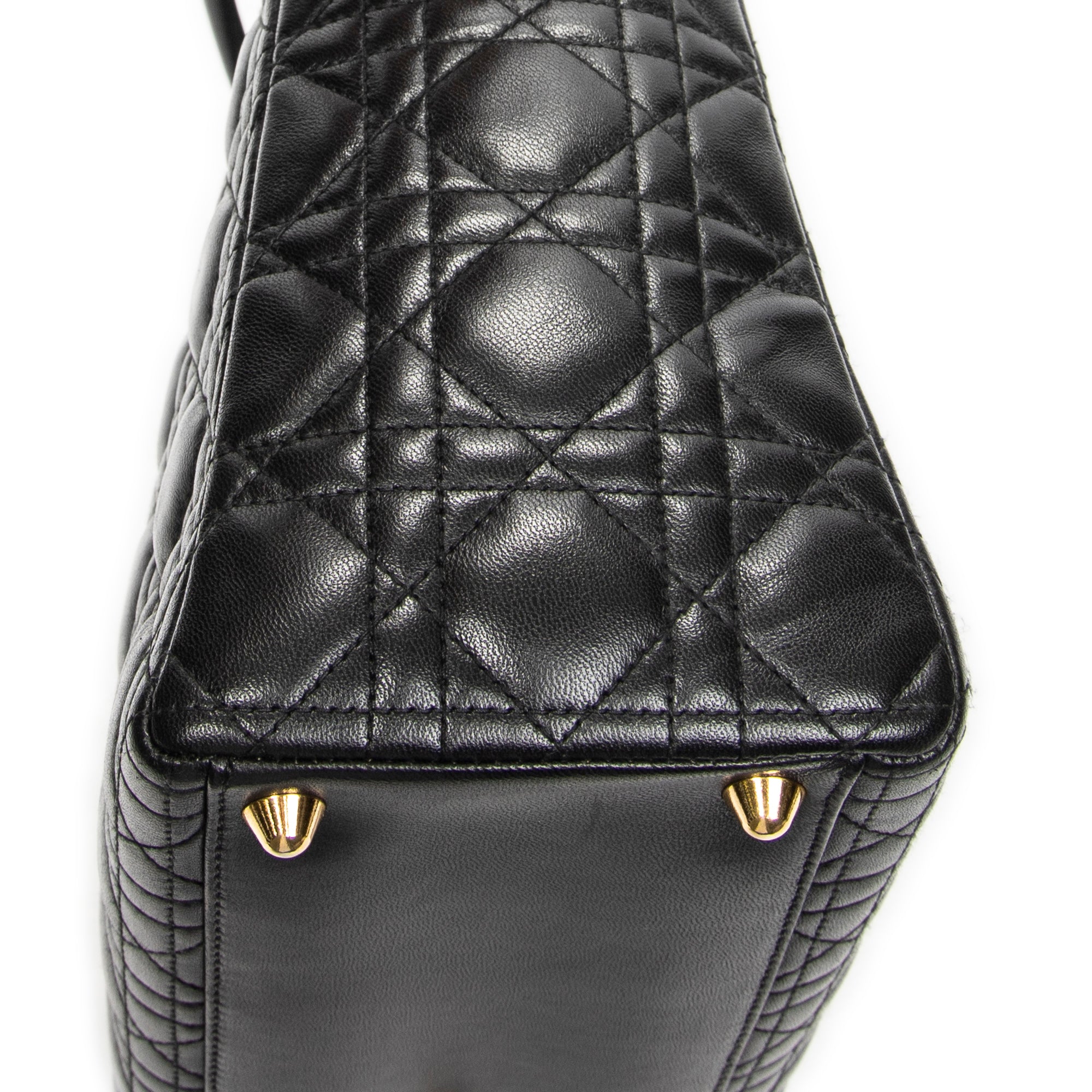 Shoulder Bag Large Lady Dior Zip Black Cannage Lambskin Leather
