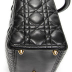 Shoulder Bag Large Lady Dior Zip Black Cannage Lambskin Leather