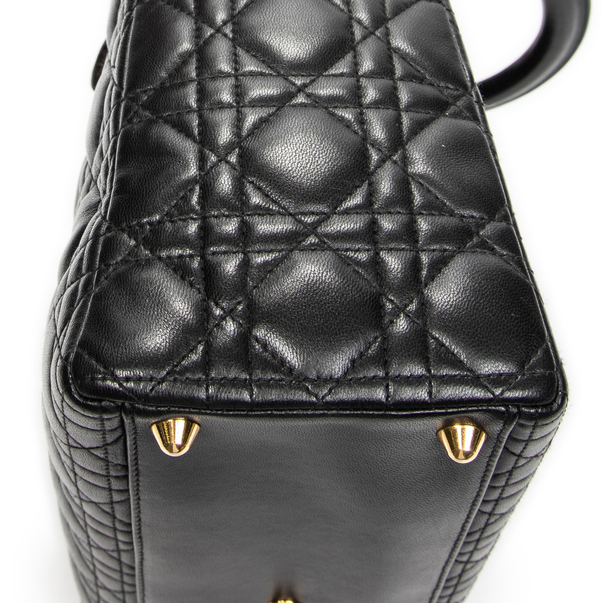 Shoulder Bag Large Lady Dior Zip Black Cannage Lambskin Leather