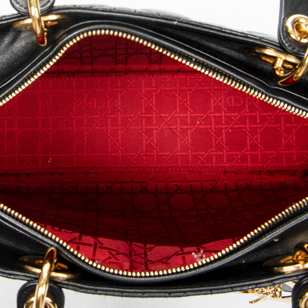 Shoulder Bag Large Lady Dior Zip Black Cannage Lambskin Leather