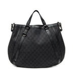 Shoulder Bag Abbey Convertible Tote Black Denim Monogrammed Denim Canvas
