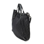 Shoulder Bag Abbey Convertible Tote Black Denim Monogrammed Denim Canvas