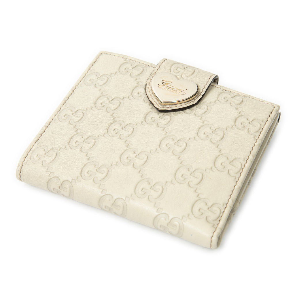 Wallet Heart Compact Bifold Wallet Ivory Guccissima Leather