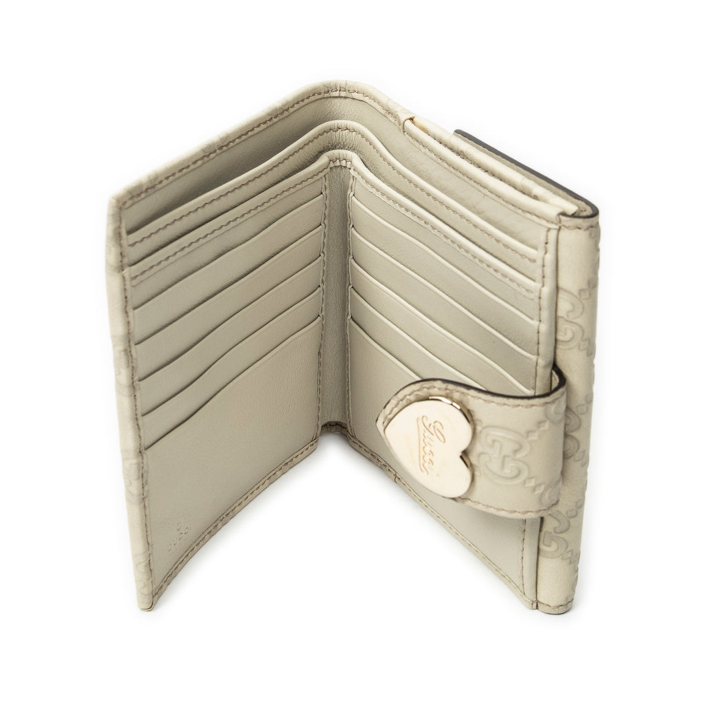 Wallet Heart Compact Bifold Wallet Ivory Guccissima Leather