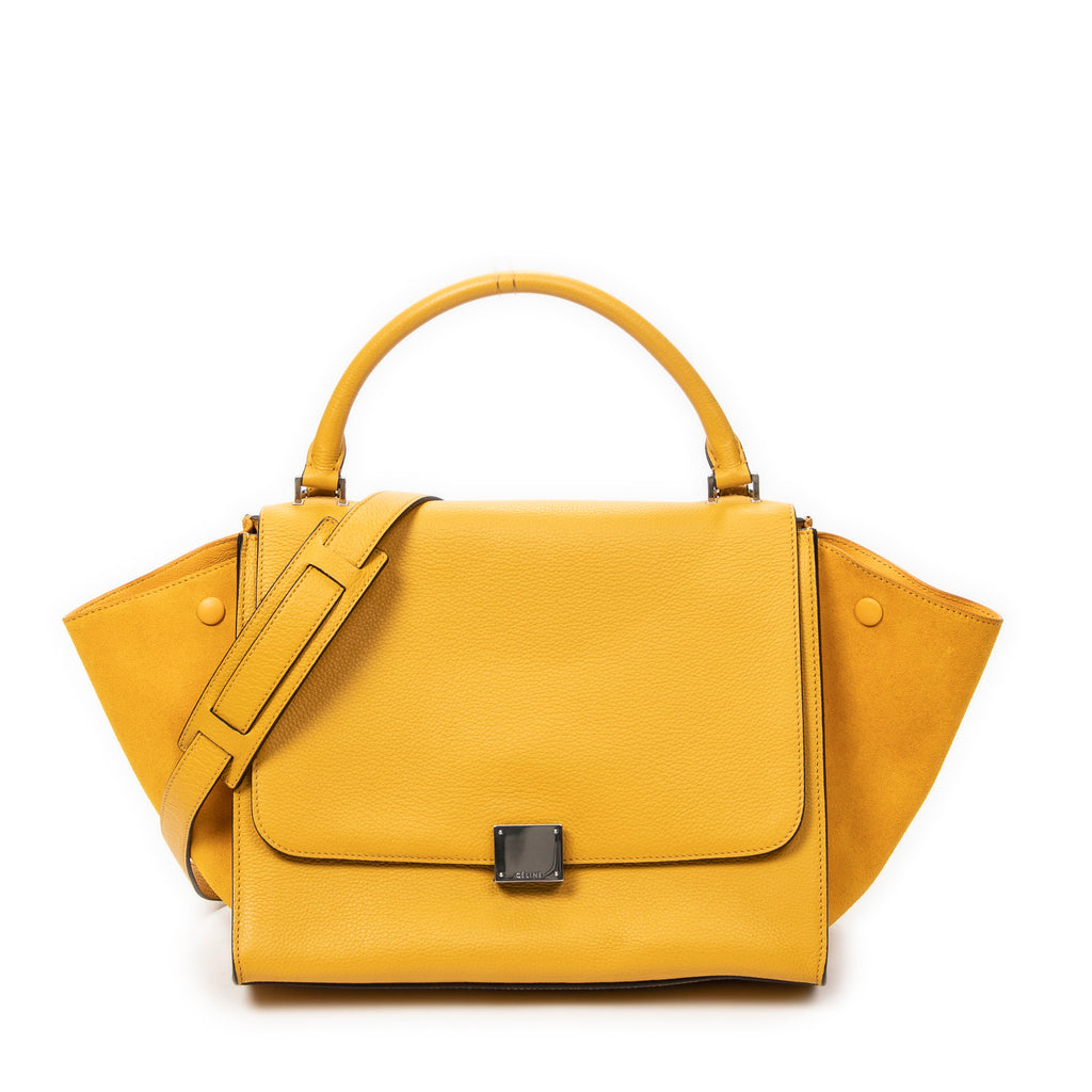 Handbag Medium Trapeze Yellow Grained Calfskin Leather