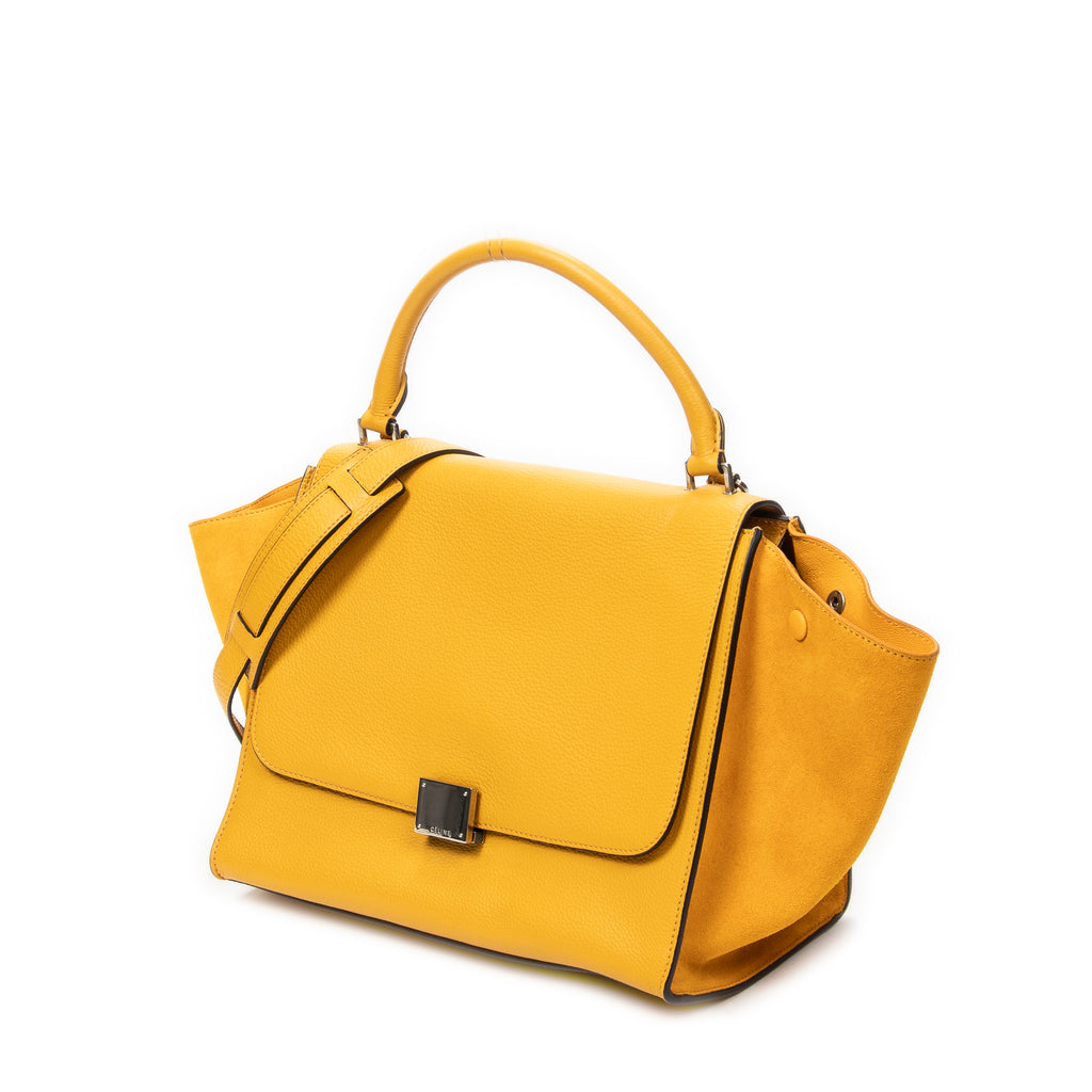 Handbag Medium Trapeze Yellow Grained Calfskin Leather