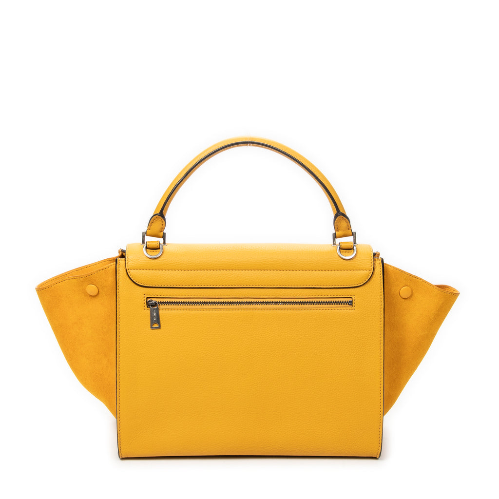 Handbag Medium Trapeze Yellow Grained Calfskin Leather