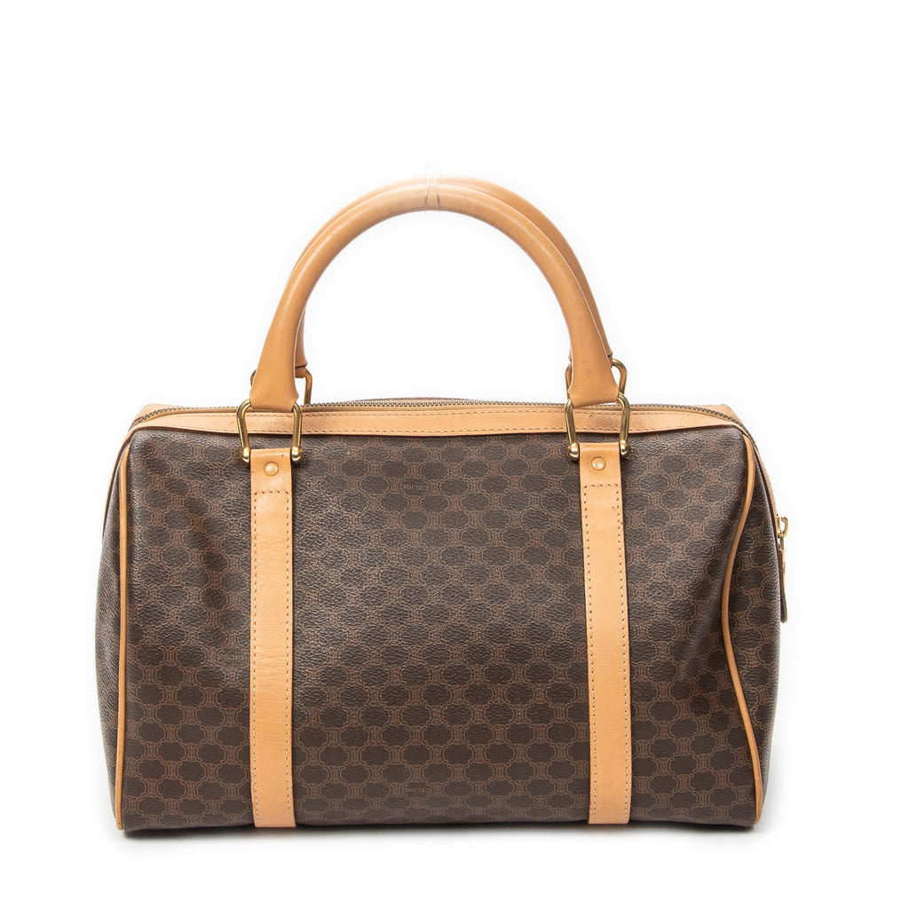 Handbag Vintage Small Boston Brown Macadam Coated Canvas