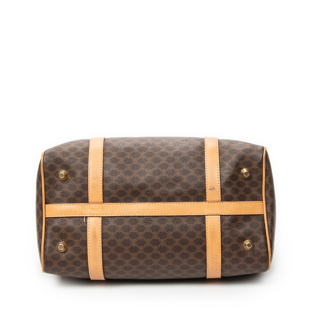Handbag Vintage Small Boston Brown Macadam Coated Canvas