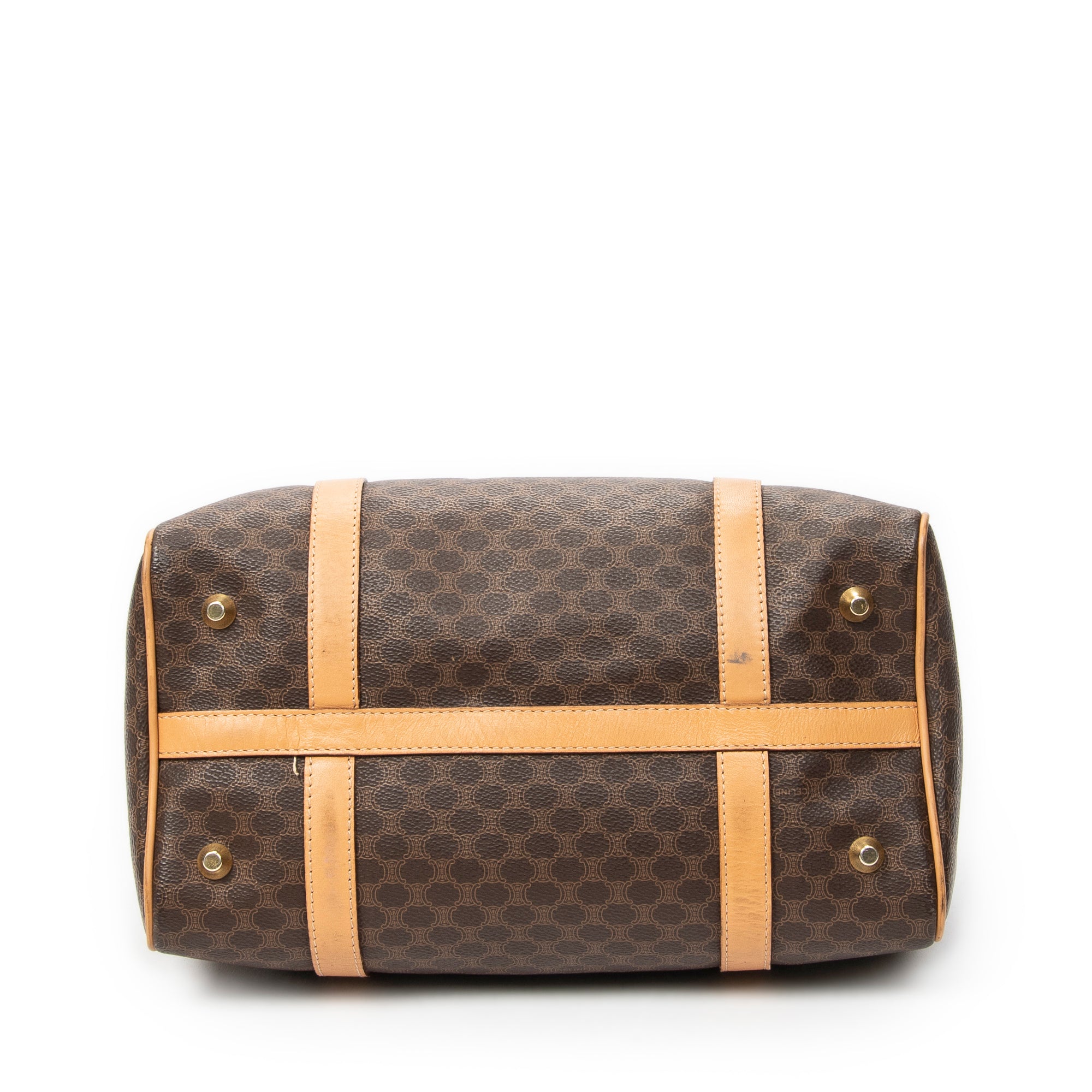 Handbag Vintage Small Boston Brown Macadam Coated Canvas