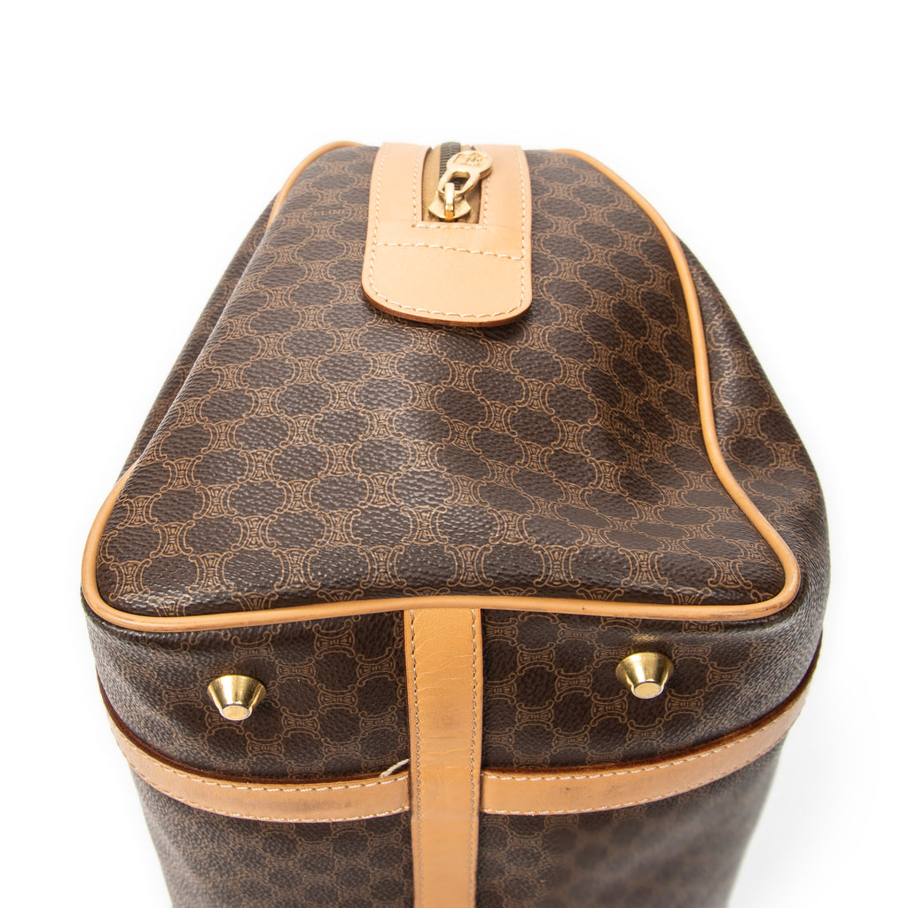 Handbag Vintage Small Boston Brown Macadam Coated Canvas