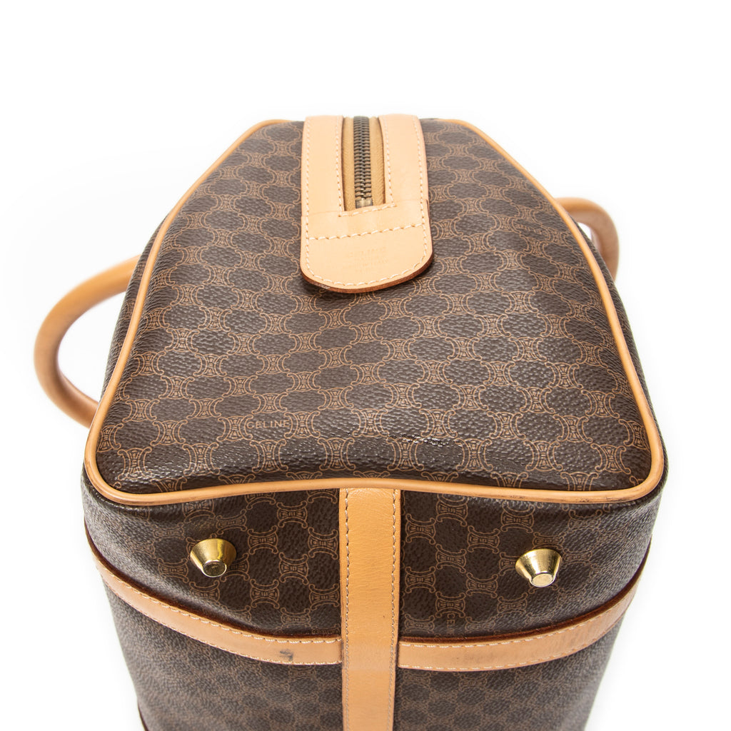 Handbag Vintage Small Boston Brown Macadam Coated Canvas