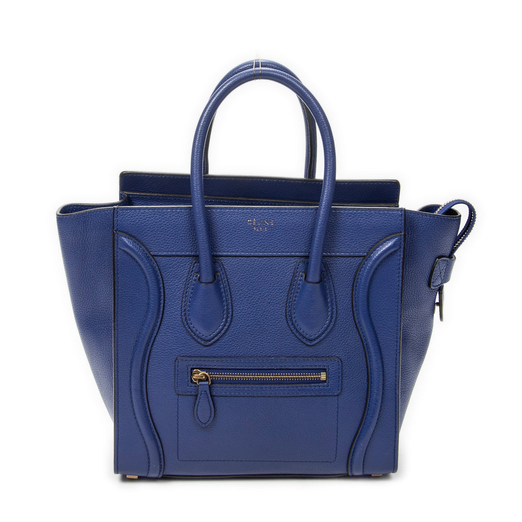 Handbag Micro Luggage Royal Blue Grained Calfskin Leather