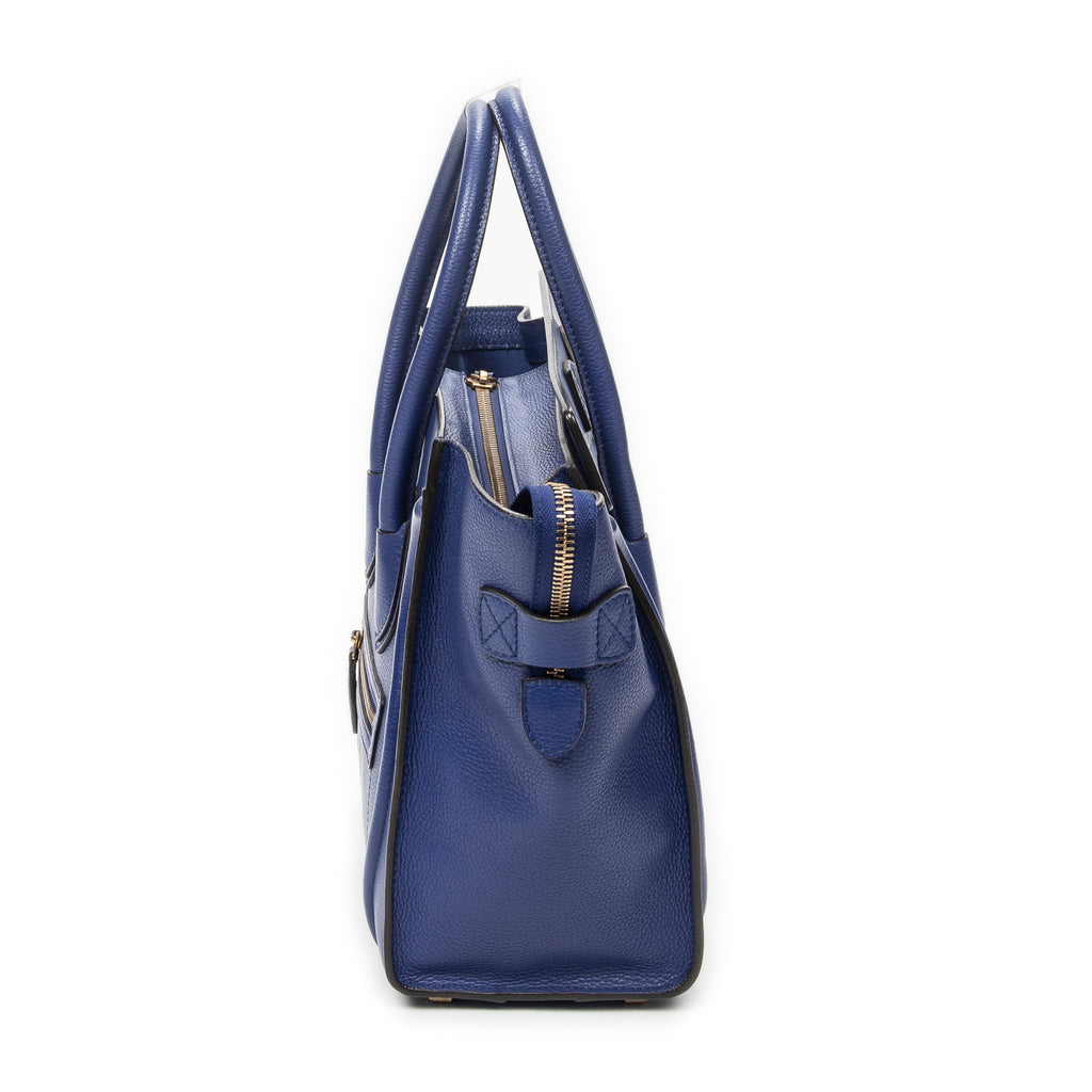 Handbag Micro Luggage Royal Blue Grained Calfskin Leather
