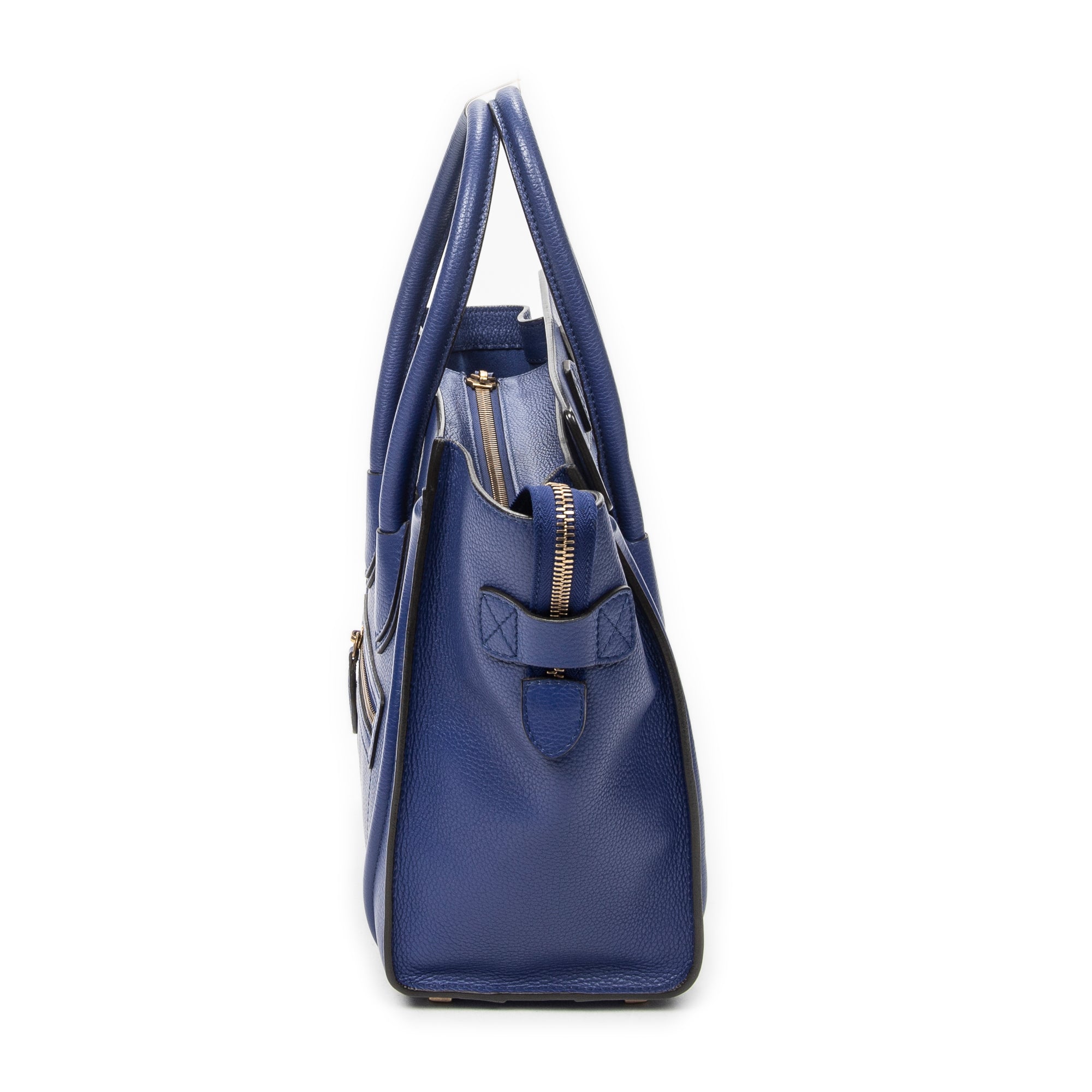 Handbag Micro Luggage Royal Blue Grained Calfskin Leather