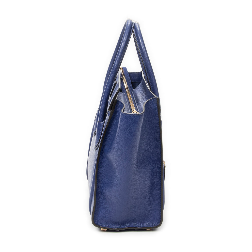 Handbag Micro Luggage Royal Blue Grained Calfskin Leather
