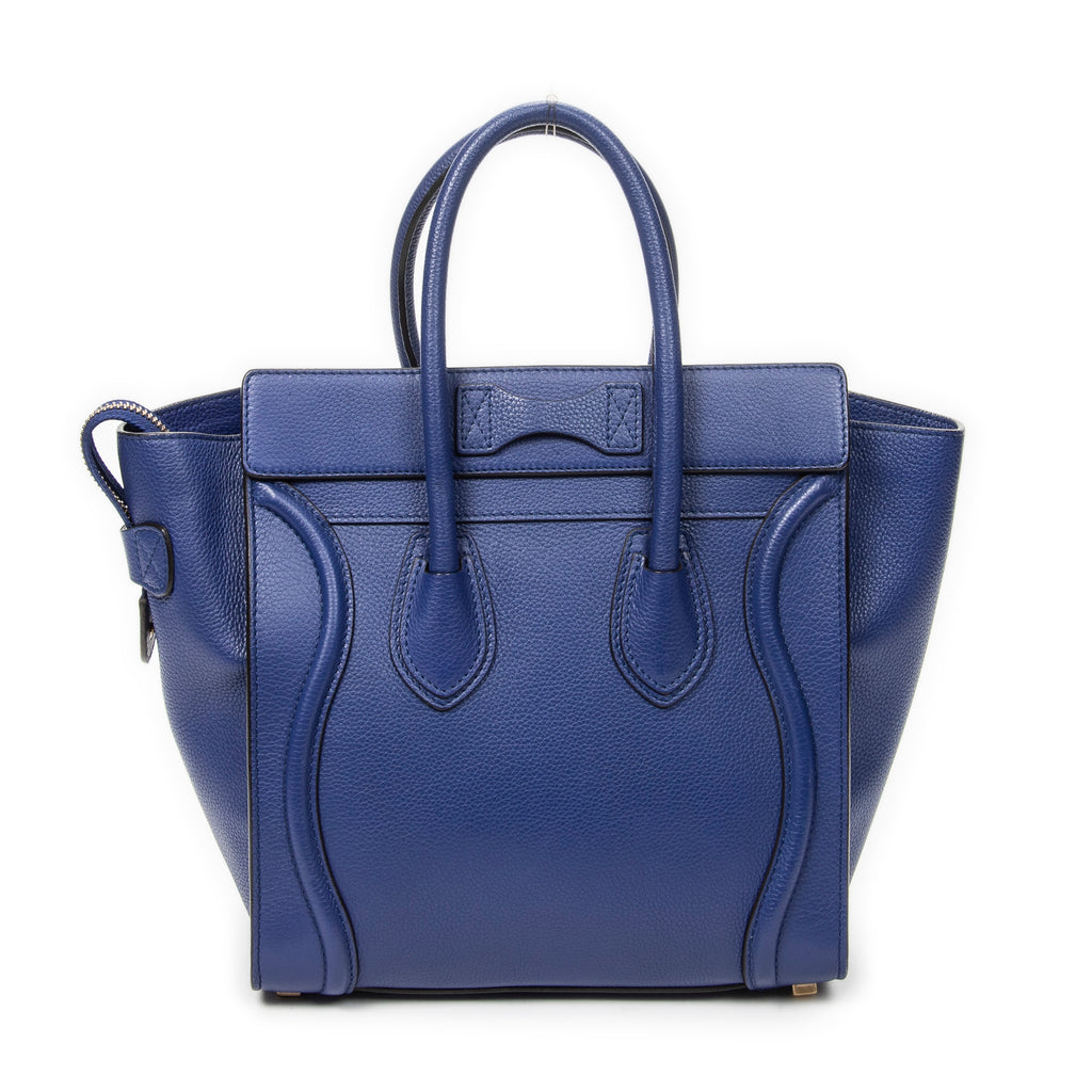 Handbag Micro Luggage Royal Blue Grained Calfskin Leather