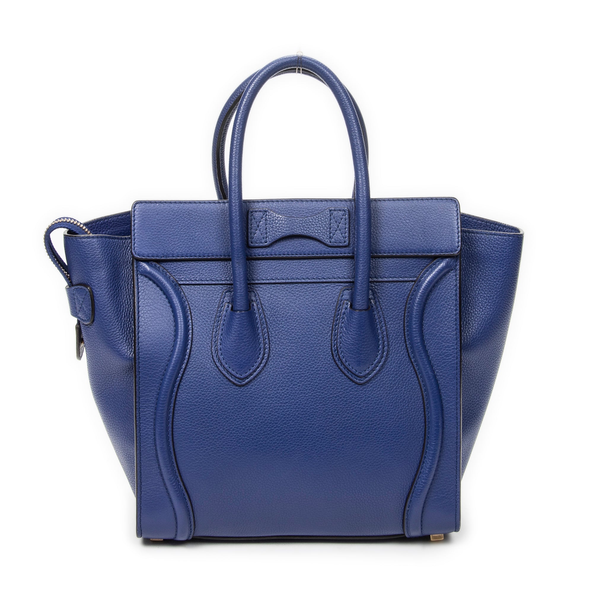Handbag Micro Luggage Royal Blue Grained Calfskin Leather