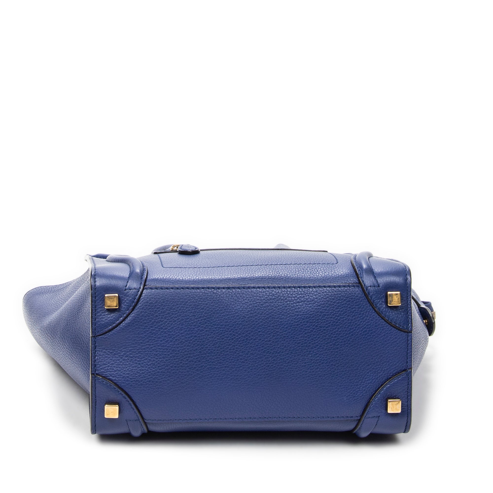 Handbag Micro Luggage Royal Blue Grained Calfskin Leather