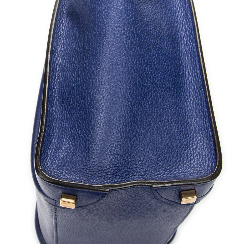 Handbag Micro Luggage Royal Blue Grained Calfskin Leather