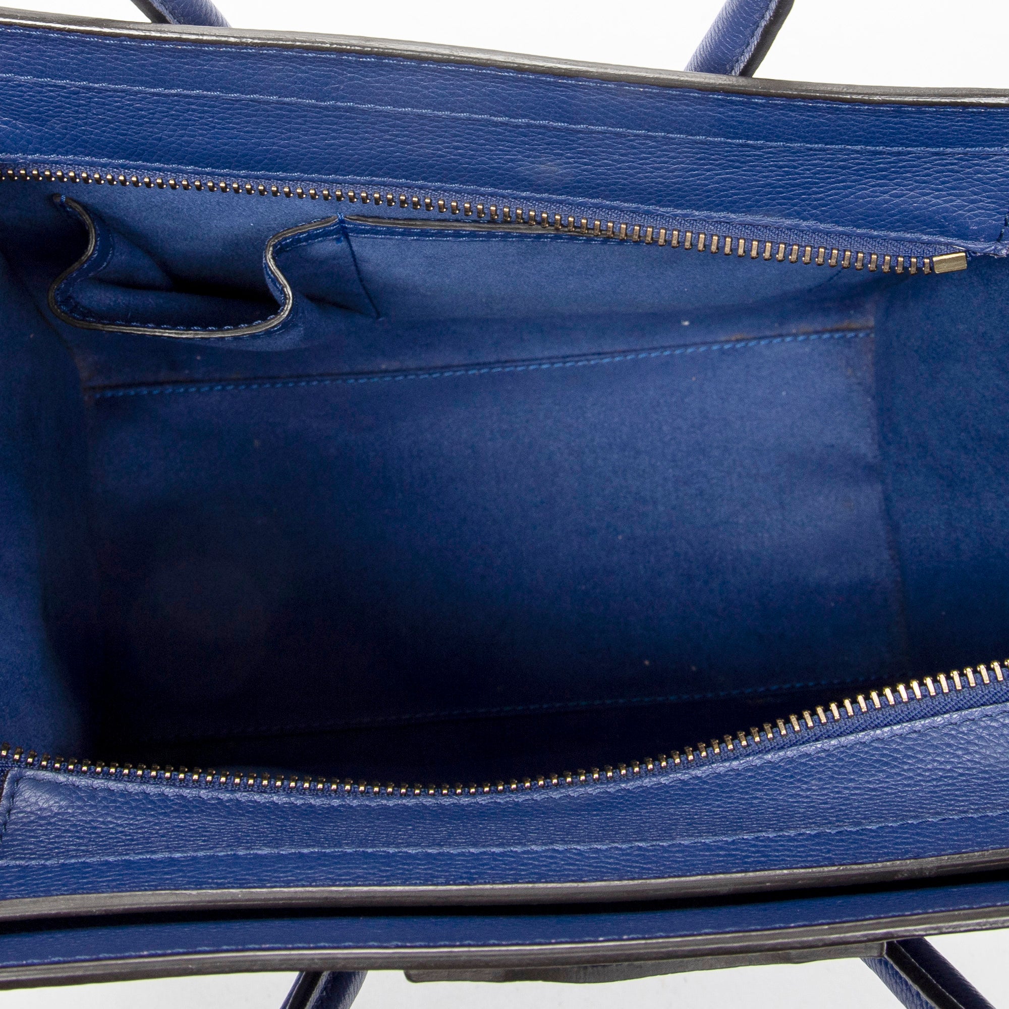 Handbag Micro Luggage Royal Blue Grained Calfskin Leather
