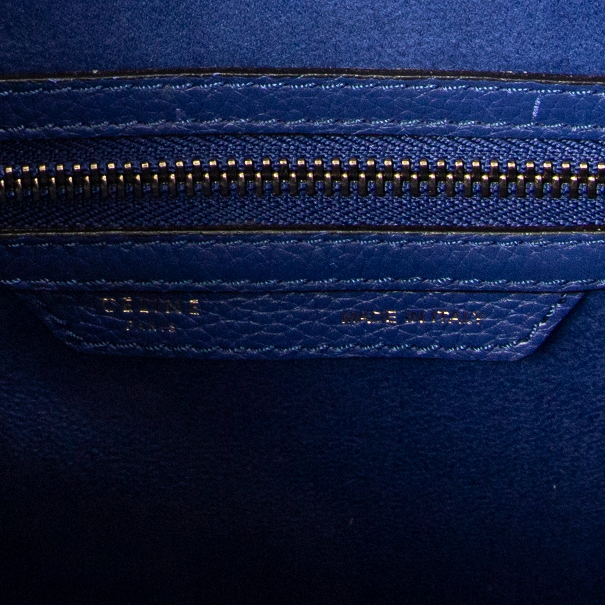 Handbag Micro Luggage Royal Blue Grained Calfskin Leather