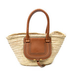 Shoulder Bag Medium Marcie Basket Tote Beige Woven Raffia Canvas