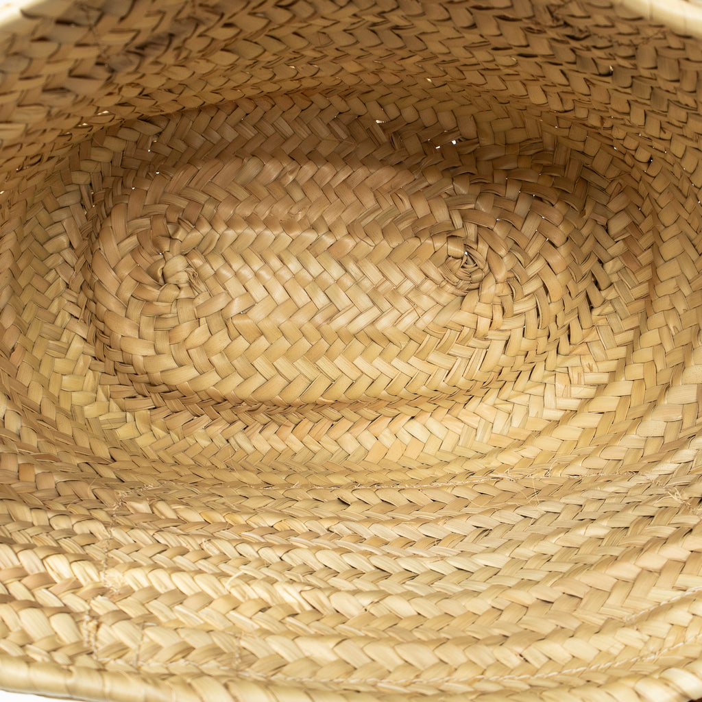 Shoulder Bag Medium Marcie Basket Tote Beige Woven Raffia Canvas