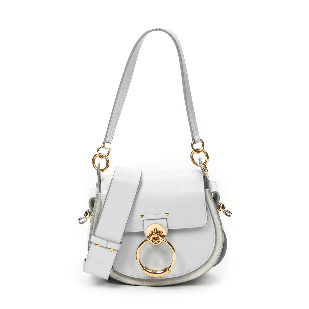 Shoulder Bag Small Tess Light Blue Smooth Calfskin Leather
