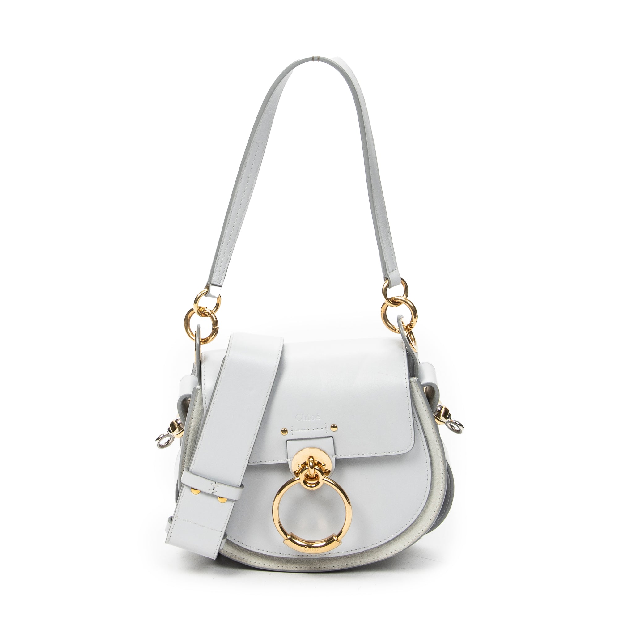 Shoulder Bag Small Tess Light Blue Smooth Calfskin Leather