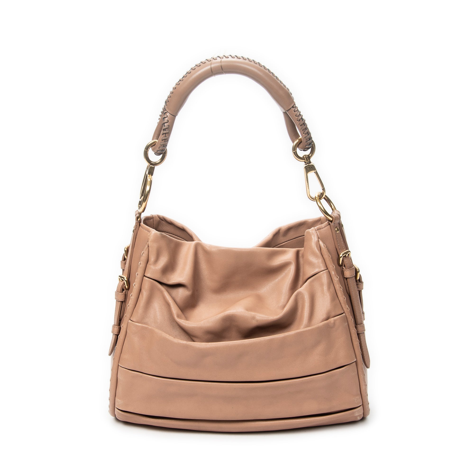 Shoulder Bag Medium Libertine Hobo Beige Pleated Calfskin Leather