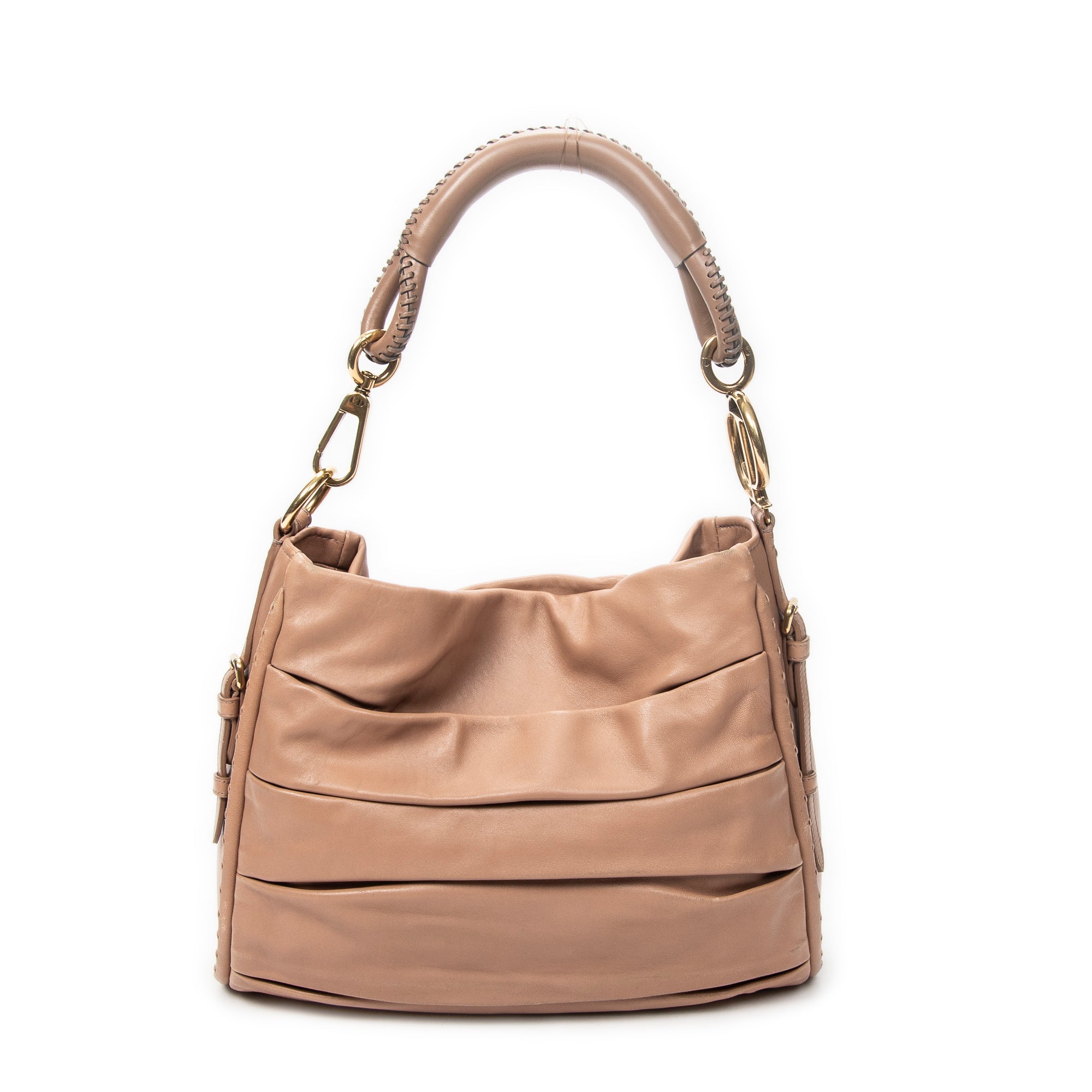 Shoulder Bag Medium Libertine Hobo Beige Pleated Calfskin Leather