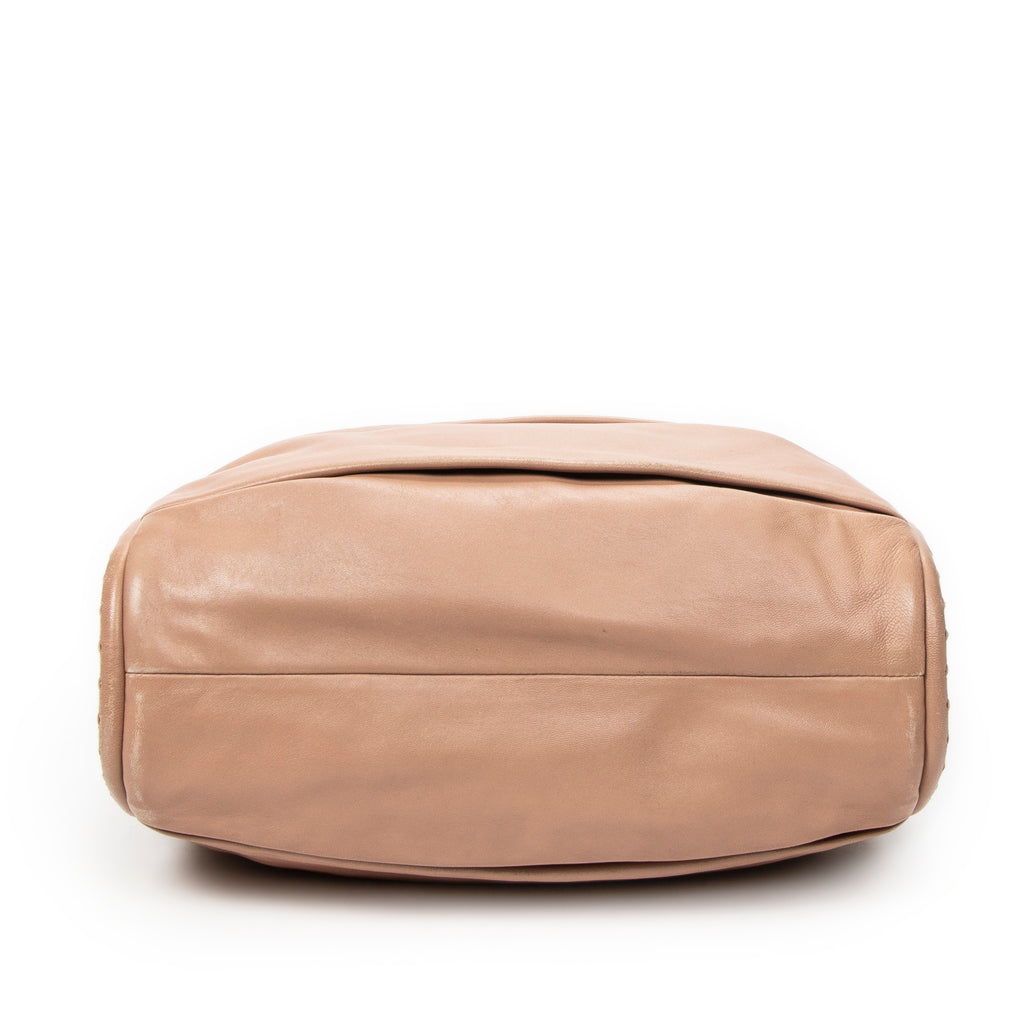 Shoulder Bag Medium Libertine Hobo Beige Pleated Calfskin Leather