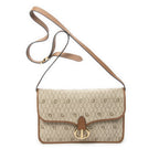 Shoulder Bag Vintage Medium Flap Crossbody Beige Honeycomb Coated Canvas