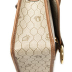 Shoulder Bag Vintage Medium Flap Crossbody Beige Honeycomb Coated Canvas