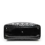 Handbag Large Lady Dior Zip Black Cannage Patent Leather