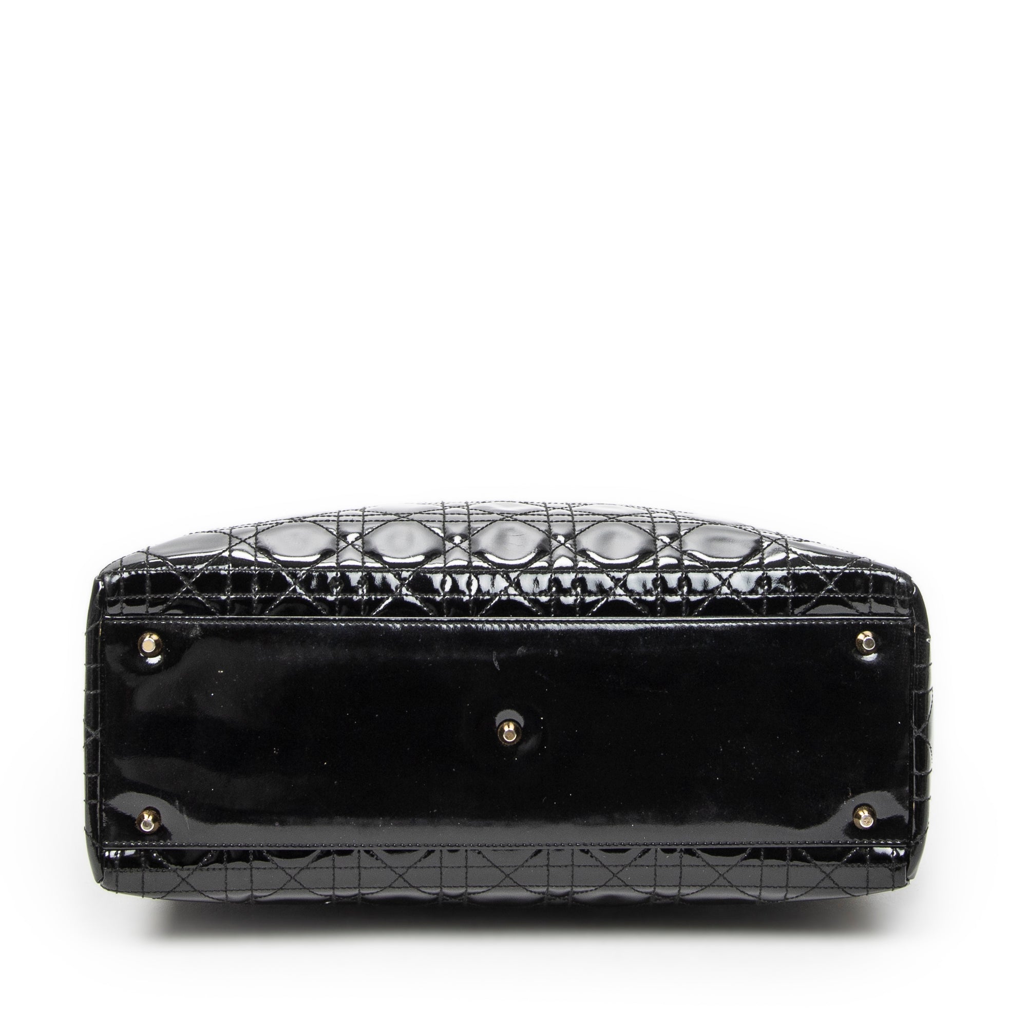 Handbag Large Lady Dior Zip Black Cannage Patent Leather