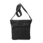Shoulder Bag Small Front Zip Messenger Black Monogrammed Nylon Canvas