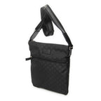 Shoulder Bag Small Front Zip Messenger Black Monogrammed Nylon Canvas