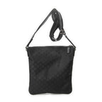 Shoulder Bag Small Front Zip Messenger Black Monogrammed Nylon Canvas