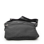Shoulder Bag Small Front Zip Messenger Black Monogrammed Nylon Canvas